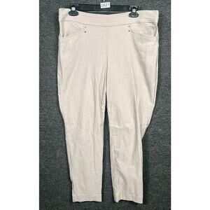 Violets & Roses Skinny Pants Womens 14W Beige High Rise Pull-on Elastic Waist